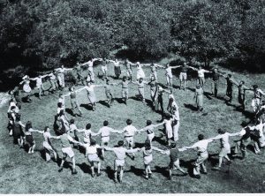 Holocaust refugees dancing the hora in Petah Tikva