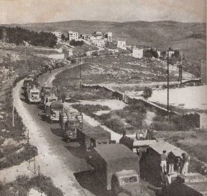 Convoys were routinely attacked on their way to Jerusalem. A supply convoy arriving in the city before Pesach, 1948 I Reprinted from Chaim Herzog, The Arab-Israeli Wars (Random House, 1982)